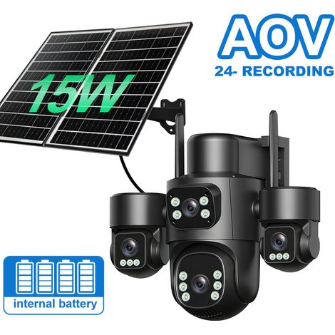 Caméra de Surveillance Solaire 4G Version Européenne EXF-QS12-R8M4GE à Quatre Objectifs Technologie AOV d’Alerte Caméra IP 2K 3MP Étanchéité IP66, Batterie Lithium 10800mAh, Objectif 4mm Ouverture F0 (1/4)