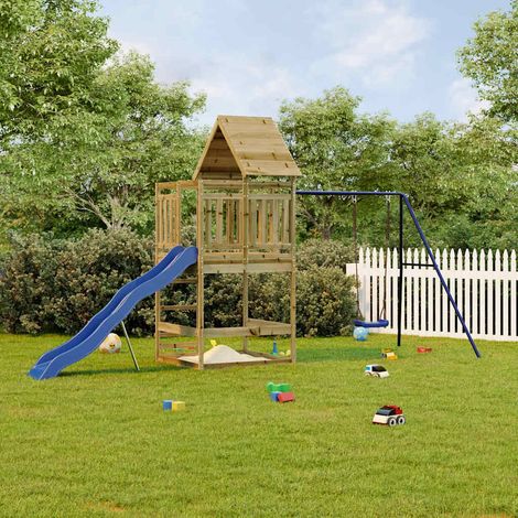 Aire de Jeux d'extérieur Maisonnette de jeu Maison enfant exterieur bois de pin imprégné 61580 (1/5)