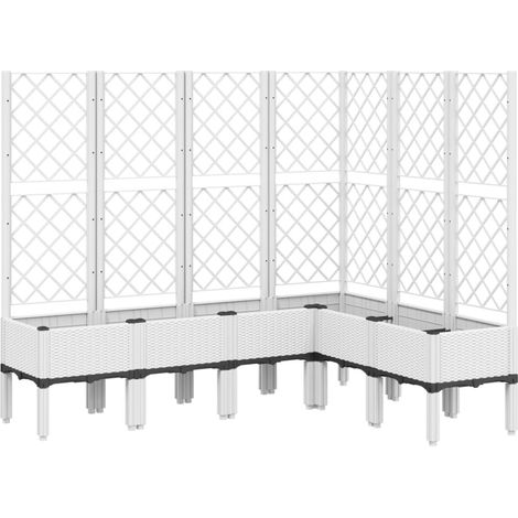 Fioriera aiuola rialzata vassoio piante fiori terrazza giardino con traliccio 160 x 120 x 142 cm PP bianco 020038250