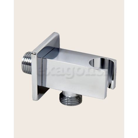 Supporto Con Presa Acqua Quadra Ottone Cromato