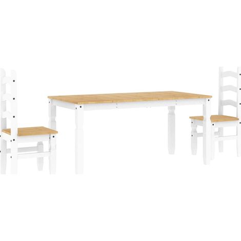 Ensemble à manger PANAMA 3 pcs  Meubles de salle à manger blanc bois de pin massif