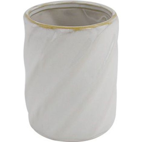 Trade Shop - Zahnbürste Glaskeramik Schräg gestreift Weißgoldrand Badezimmermöbel 87799 -