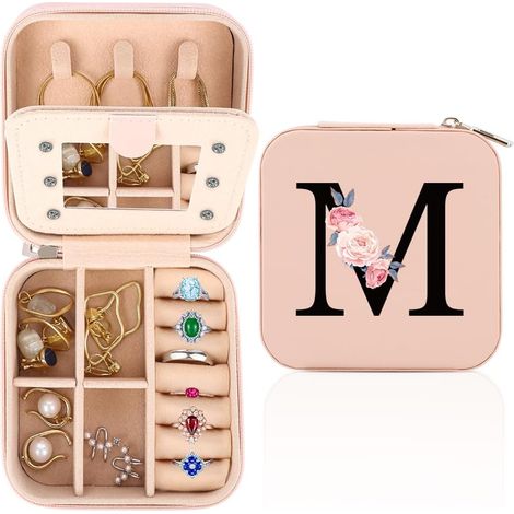 Boite a Bijoux de Voyage, Boîte à Bijoux Portable, Petite Boîte de Rangement de Bijoux de Voyage Avec Miroir, Bijoux Enfants Fille, Boite a Bijoux Fille (M) (1/5)