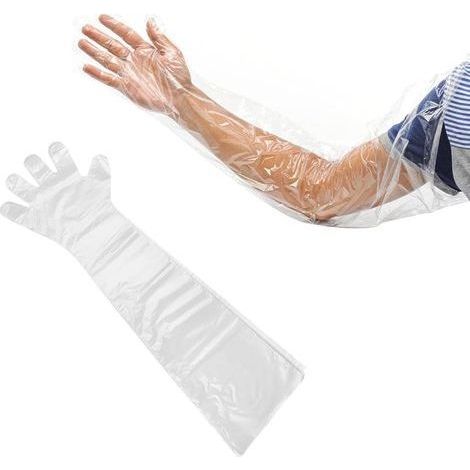 8 Gants vétérinaires,Longs 90cm,Polyéthylène transparent,Imperméables,Pour insémination et examens (1/5)