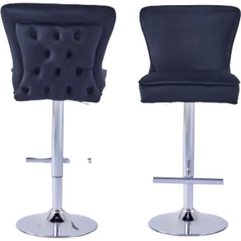 Lot de 2 tabourets de bar GABRIELLE chrome velours beige