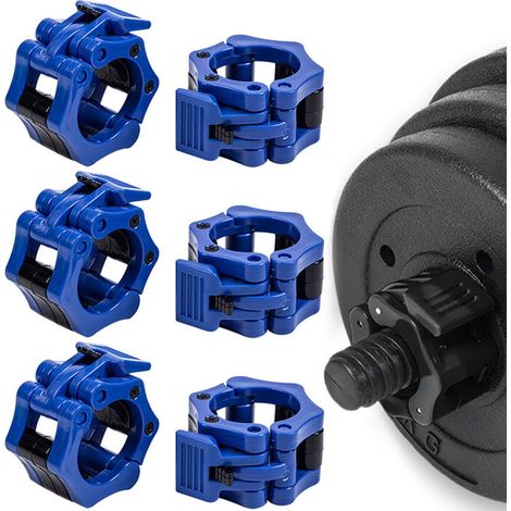 Bague de Serrage Haltère 30mm, 6 Pièces Pinces à Haltères à Dégagement Rapide avec Verrouillage, Colliers de Barre Stop Disque en 3 Couleurs pour haltérophilie Musculation Cross Training (1/5)