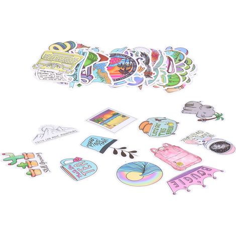 50 autocollants décoratifs universels de tailles assorties, adaptés aux voitures, ordinateurs portables, sacs à dos, skateboards, valises, etc. (1/5)