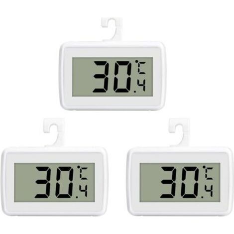 Thermomètre, thermomètre numérique pour réfrigérateur congélateur avec modes de placement d'affichage LCD de lecture suspendus, debout - 3 pièces