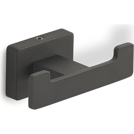 Appendiabiti doppio da muro in acciaio inox e Cromall 4426 Gedy serie ATENA Nero opaco