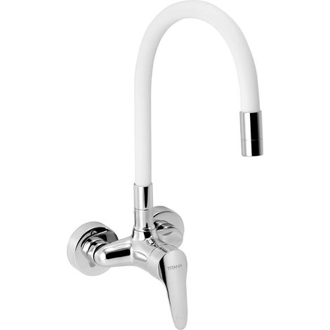 Novaservis Titania Iris New - Spültischarmatur mit flexiblem Arm, weiß/Chrom 94484,0B
