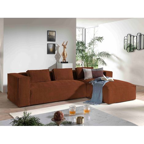 Stella – ecksofa – cordsamt – 4-sitzer – moderner stil – rechts - terrakotta