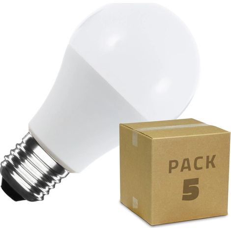 Pack 5 Lampadine LED 12/24V E27 10W 1000 lm A60 No Flicker 3000K Bianco Caldo