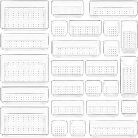 Set mit 25 Schubladenboxen – Transparenter Kunststoff – Geeignet für Schminktische und Schreibtische (1/4)