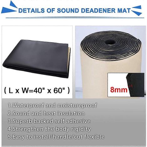 uxcell 315 mil 8 mm 16,36 pi² Mousse d'isolation thermique et acoustique pour capot de voiture, auto-adhésive, 60 po x 40 po (1/4)