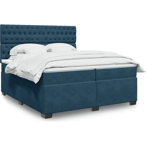 vidaXL Sommier à lattes de lit et matelas Bleu 200x200 cm velours (1/5)