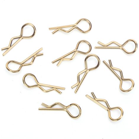 10 R-förmige Karosserieclips aus Metall für RC-Autos der Maßstäbe 1/5, 1/6, 1/8 und 1/10 (gold) (1/5)