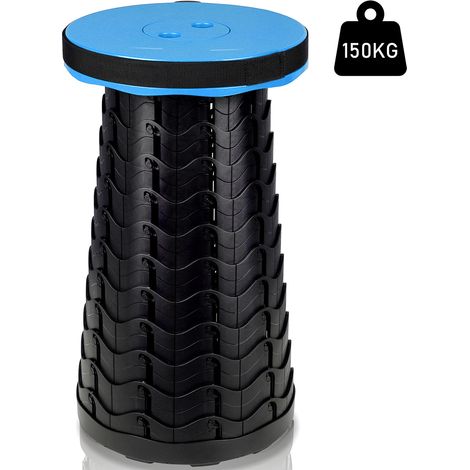 Wolketon Tabouret télescopique portable Siege Pliant Portable Tabouret Retractable pour Les Voyages. Camping 45x26CM Bleu