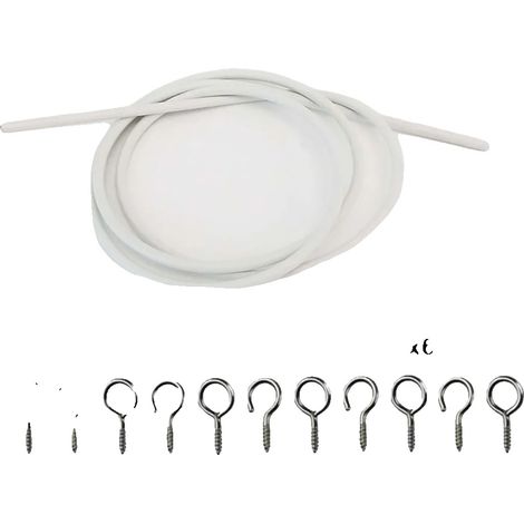 Cordino per tende a molla, in PVC resistente e metallo, facile da installare, set da 4 m (1/2)