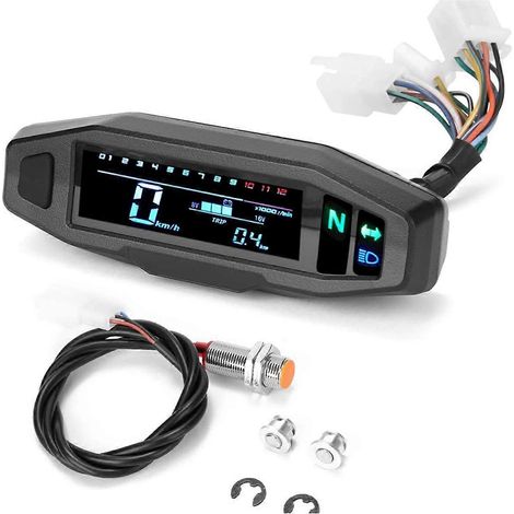 Mini compteur de vitesse LCD HD pour moto, jauge à carburant, écran LCD réglable HD (1/5)