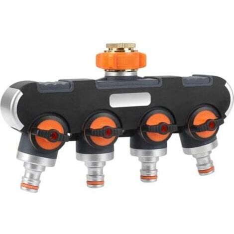 [NEVER USED] 4-Way Sprinkler - 3/4" and 1/2" Water Distributor with Tap Valve for Simultaneous Connection of Two Devices, Adjustable Water Flow, Adapter for Garden Watering
