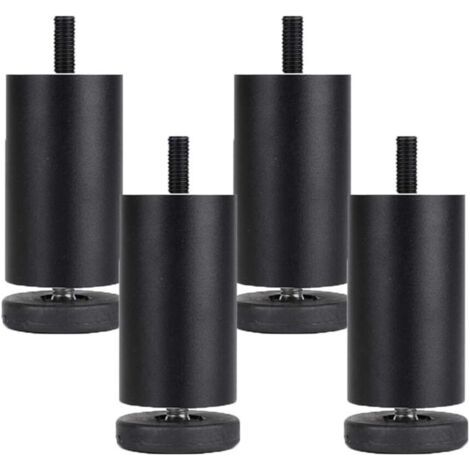 4 Pièces Pieds de Meubles Reglables Pieds de Meubles en Alliage d'aluminium Meubles Jambes Ronde Métal Pattes de Meuble Table Canapé Lit,Noir(10cm)