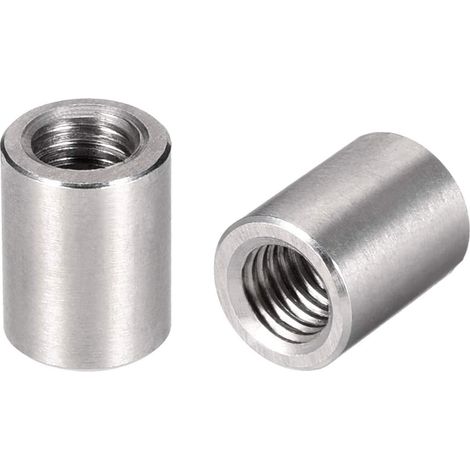 Écrou d'accouplement M8 - Lot de 5 - Acier Inoxydable 304 - Raccord fileté rond - Pour tiges filetées intérieur extérieur - 12x15mm (1/3)