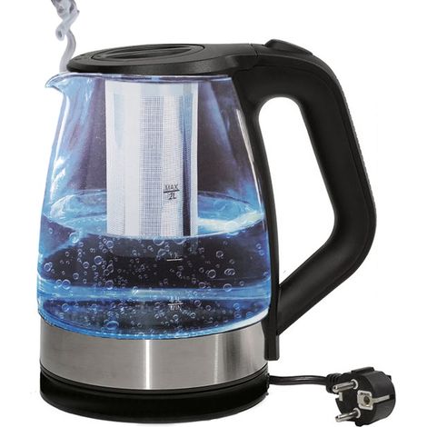 Bollitore elettrico d'acqua da 2 litri 2200W per casa cucina spegnimento automatico antisurriscaldamento caraffa coordless in vetro (1/4)