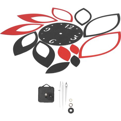 Wanduhr-Schablonen-Spiegelaufkleber, moderne Dekoration, Wohnzimmer-Hintergrundaufkleber (Schwarz-Rot) (1/5)