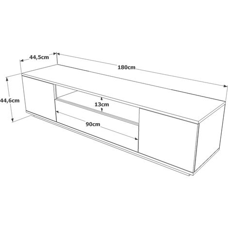 Cotecosy – Meuble TV 180 cm avec 3 portes et 1 niche – Panneau de particule mélaminé – Couleur anthracite et naturel – Charge max 20 kg (1/10)