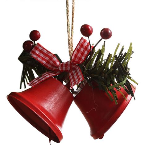 Campana decorativa de metal y cuerno natural: un adorno navideño elegante y duradero para el árbol, cumpleaños o bodas.