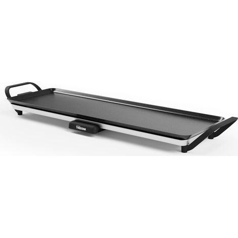 Tristar Griglia da tavolo slim L, Ampia superficie di cottura di 70 x 23 cm, Termostato regolabile, Manici rimovibili, Rivestimento antiaderente, BP-2668