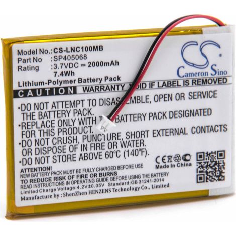 vhbw Akku Ersatz für Luvion SP405068 für Babyphone Babytalker (2000mAh, 3,7V, Li-Polymer)