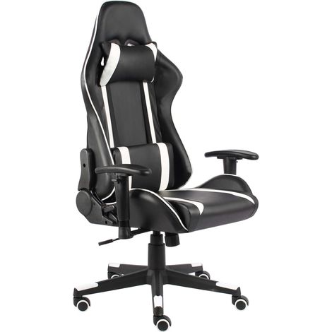 Chaise gaming,Fauteuil Gamer,Chaise de jeu pivotante pivotante,Chaise de jeu pour Bureau Blanc PVC -VA54296 (1/5)