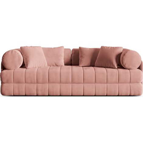Canapé convertible 3 places en velours rose (1/5)