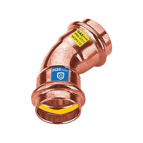 Raccordo curva 45° rame 15 mm a pressare f/f FRABO