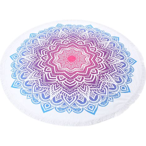 Serviette de plage ronde, couverture de plage circulaire à pompons, tapis de pique-nique surdimensionné pour enfants, n° 5 (1/5)