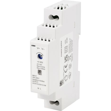 TRU COMPONENTS TC-10580804 Hutschienen-Netzteil (DIN-Rail) 24 V/DC 0.625 A 15 W Anzahl Ausgänge:1 x (1/5)