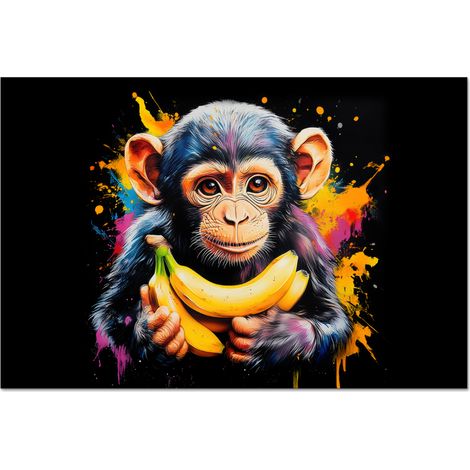 CRÉDENCE DE CUISINE Singe - Graffiti - Coloré - Bananes - Moderne 90x60 (1/5)