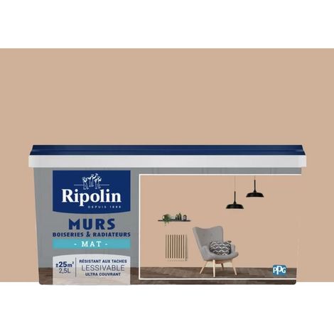 Ripolin – Peinture murale couleur mat gold 2,5 L – Très couvrante pour murs, boiseries et radiateurs – Application monocouche