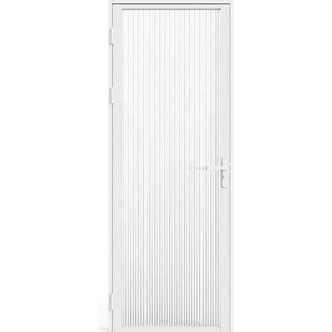 Bloc porte réversible en aluminium et verre trempé texturé - H204 x L73 cm - Blanc - LOXTON (1/5)
