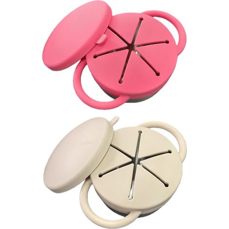 Set aus 2 Edelstahl-Snackschalen mit auslaufsicheren Deckeln und ergonomischen Griffen. Edelstahlschalen (1/3)