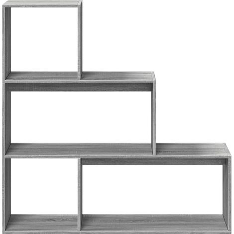 Étagère bibliothèque escalier Palino 123cm - 4 niches-Chêne gris (1/5)
