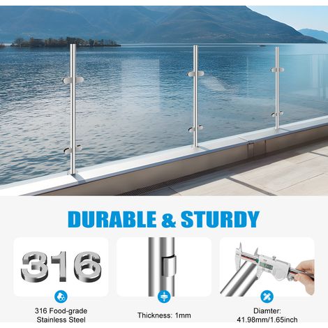 316 Stainless Steel 110cm Glass Balustrade Railing Posts Grade Pole Handrail Middle Post (1/5)