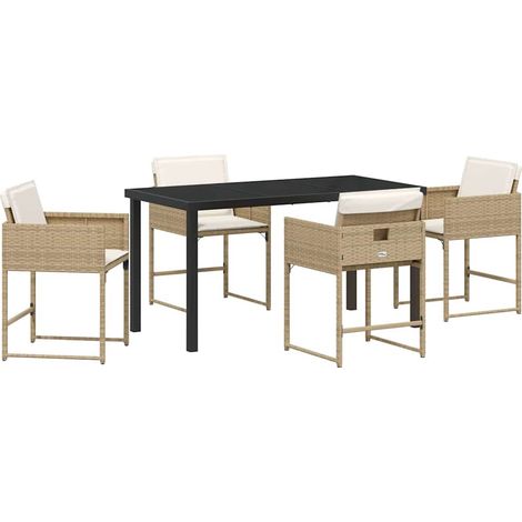 Ensemble de salle à manger pour jardin 5 pcs，Salon de jardin Beige Poly rotin CFW18775 (1/5)