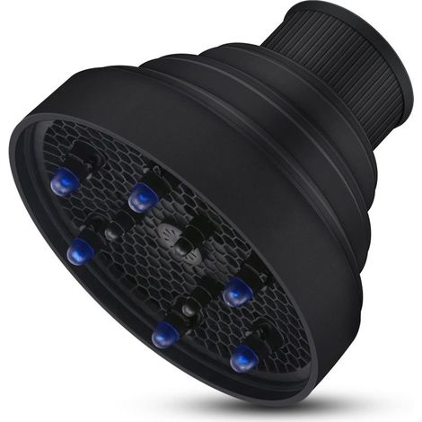 Diffuseur de sèche-cheveux de voyage,diffuseur portable pliable, accessoire diffuseur professionnel pour cheveux épais et naturels, compatible avec les embouts de 4,2 à 4,5 cm - Noir (1/5)