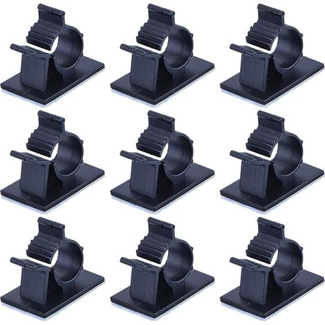 SHINING HOUSE Câbles Adhésifs Réglable Clips de Câble Nylon Porte Fil de Serrage, Noir, 100 Pack