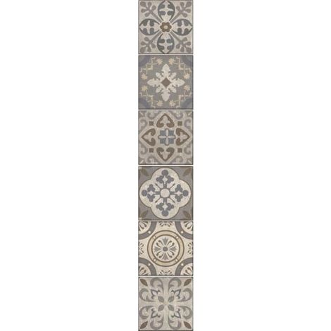 Sticker Carrelage Adhésif Décoratif Borgatella 15x15cm x6 - Carreaux de Ciment Ancien Gris et Marron (1/3)