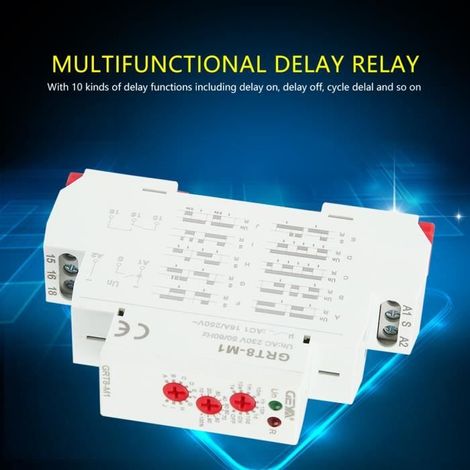 Relais Temporisé - GRT8-M1 - Multifonctionnel - Montage sur Rail DIN - AC 220V - 10 Fonctions (1/4)