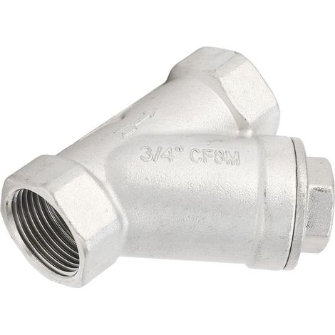 Filtre en Y acier inox 304 DN20 fileté 3/4" double maille pour eau huile gaz (1/5)