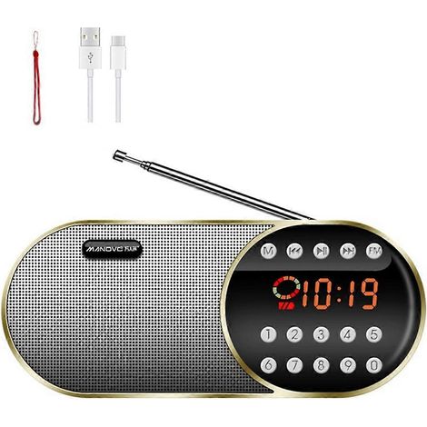 MANOVO FM-Radio-Walkman mit Steckkarte, tragbarer Bluetooth-Lautsprecher, B--